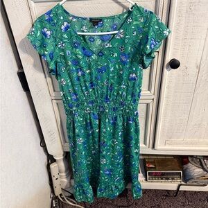 Ann Taylor Green Floral Mini Dress